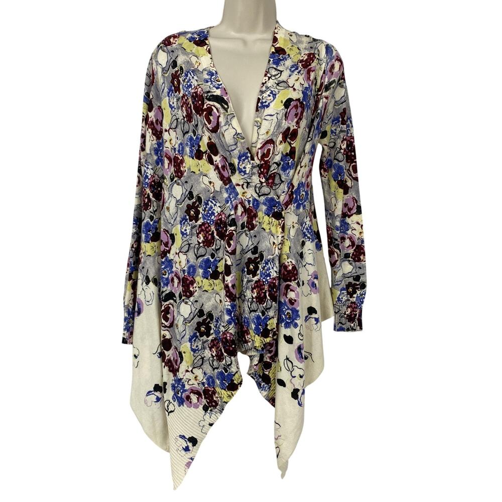 Guinevere Bramble Waves Sweater Womens Small Cardigan Wrap Floral Anthropologie